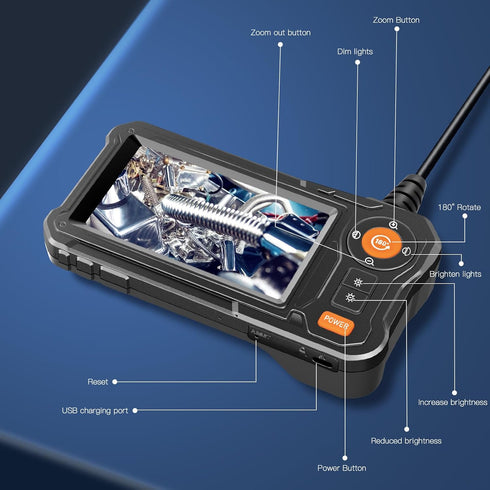 WINWEND 4.3" Cameras,IP67 8 1080P 16.5ft Endoscope Camera with Light - LCD Screen Inspection Waterproof Borescope