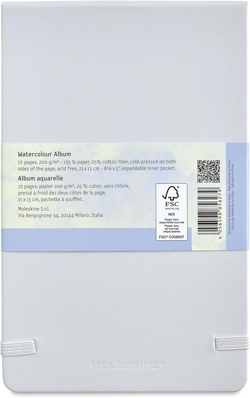 Moleskine Art Watercolor Album | Large, Plain, Cool Gray, Hard Cover (5 x 8.25)