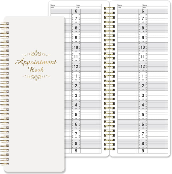 Undated Salon Appointment Book - Daily & Hourly Schedule, 15 Minute Intervals, 4.5'' x 11.5'', 200 Pages, Hardcover SPA