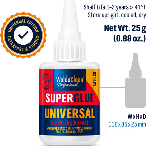 Super Glue for All Purpose - 25g Extra Strong, Waterproof, Heat-Resistant Clear Glue with Precise Nozzle