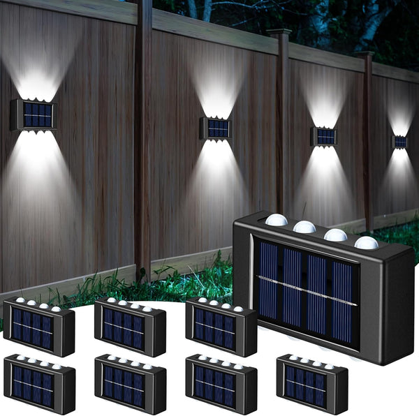 Rossesay 8 Pack Solar Wall Lights for Outside 6000K Cold Solar Fence