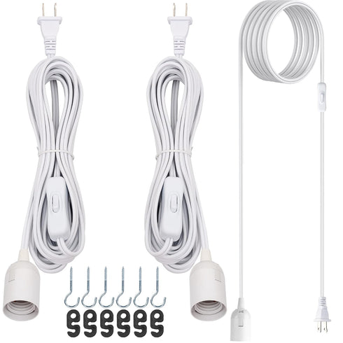 JACKYLED Extension Hanging Lantern Cord Cable 2-Pack 15Ft UL 360W with E26