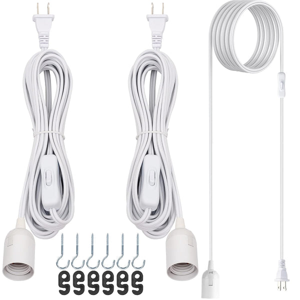 JACKYLED Extension Hanging Lantern Cord Cable 2-Pack 15Ft UL 360W with E26