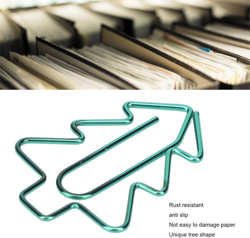 Tree Shaped Paper Clips, 100Pcs Mini Cute Hollow Electroplated Metal Clips for Document Sorting