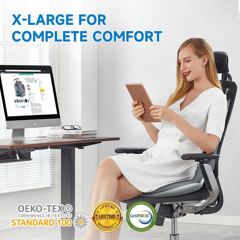 Tailbone X-Large Car Seat Cushions for Driving ,Comfort Memory Foam Car Cushions for Driving for Back, Hip & Pain