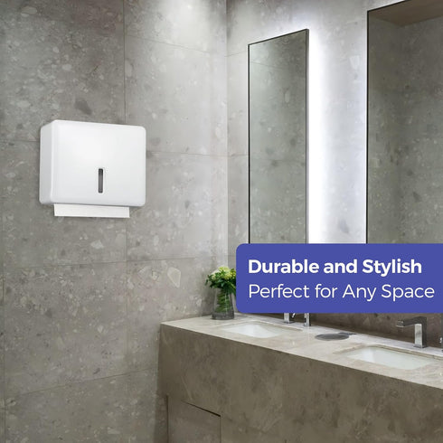Commercial Stardrix Multifold Paper Towel Dispenser Wall Mount (White) Large Capacity C-Fold, Trifold, and Folded Hand