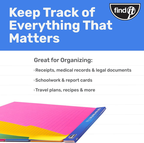 Find It File Folder Notepad, Pack of 36, 9.5 x 12.5 Inch Notebook Organizer for Filing, Document, Clipboard