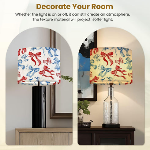 RAINFALLARING Seamless 13"x13"x10" Drum Lamp Shades ribbon hand drawn watercolor painted You can change color Lampshade