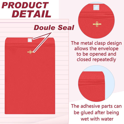 Geyee 100 Pcs Manilla Gummed Clasp Envelopes, 6 x 9 Inch Colored Mailing Envelopes for Home Office Business Supplies