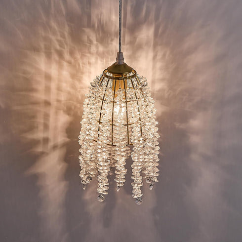 Elegant Plug-In Mini Chandelier - Golden Crystal Pendant Light