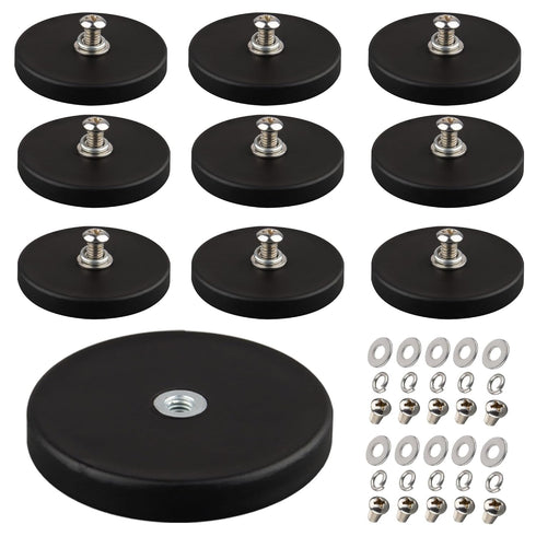 ULIBERMAGNET 10Pack Anti-Scratch Neodymium Magnet with Rubber Coated and M4 Female Thread,Super