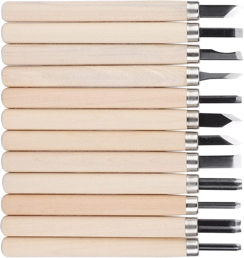 12Pcs Wood Carving Tool Set, Rubber Stamp Carving Knife, Steel Sculpture Knife for Soft Materials