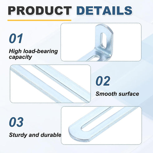 8 3.9"x1.2"x0.7", 90 uxcell Pcs Adjustable Right Angle Brackets, Slotted L-Shape Corner Bracket Degree Steel l Bracket