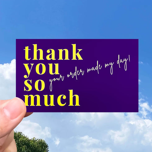 RXBC2011 2x3.5 Inches Pack 100 Your order made my day Cards Thank you card of Purple