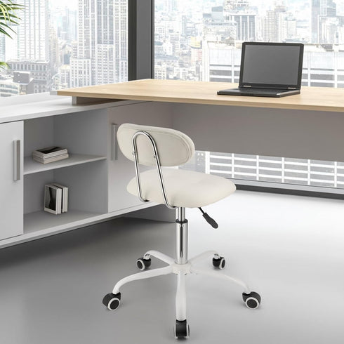 FNZIR Square Rolling Stool with Backrest Height Adjustable Chair Swivel Drafting Chair Stool Chair with Wheels Stable