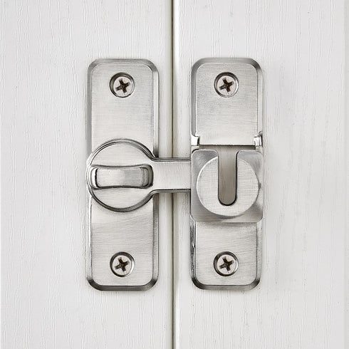 INIRET 90/180 Silvery Enhanced Security Flip Latch Lock - Heavy-Duty Degree Sliding and Swing Door Latch for Barns