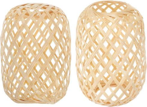 2pcs Handmade Woven Lamp Shade with Oiled Paper Mini Lantern Cover, Rustic