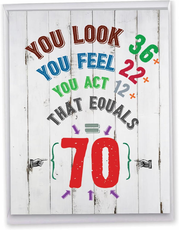 NobleWorks 70th Birthday Greeting Card - Jumbo (8.5 x 11 Inch) Fun Card for Milestone Birthdays