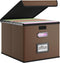 Huolewa Upgraded Faux Leather File Organizer Box with Lid, Collapsible Hanging Folder Box for Home/Office Storage