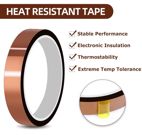 MS WGO High Temperature Tape, Heat Resistant, No Residue, 10mm X 33m 108ft (Yellow-2 Roll)
