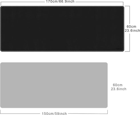 Mydours Gaming Mouse Pad, 67'' x 24" Large PU Leather Desk Mat, Dual-Sided Easy Clean Desktop Protector - Black