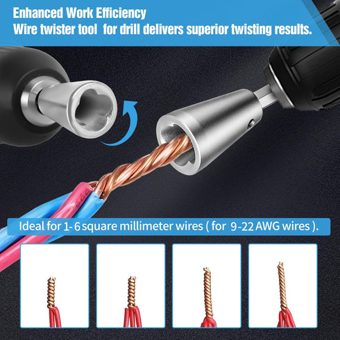 Wire Twister Tool for Drill, 2024 Upgrades Wire Nut Twister, 6MM Hex Shank Cable Wire Twisting Tool (2pcs)