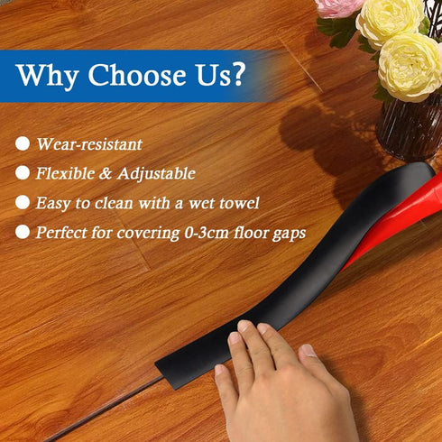 Self Adhesive Floor Transition Strip, 3" Wide Vinyl Floor Cover Strips for Laminate Flooring (7.5cm, 3.3Ft, Black)