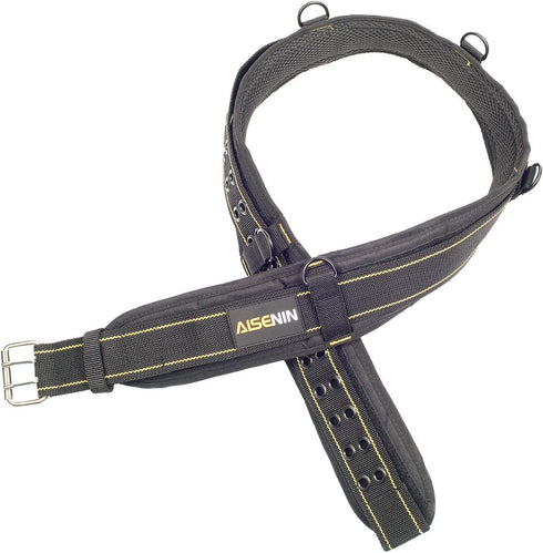 AISENIN 3 Inch Padded Tool Belt - Heavy Duty Work Tool Belt (Yellow and Black)