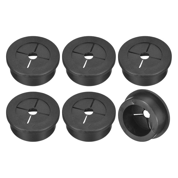uxcell 6 Pcs Cable Cord Grommet, 1-1/8 Inch Desk Grommet, Flexible Rubber Wire Hole Cover Black