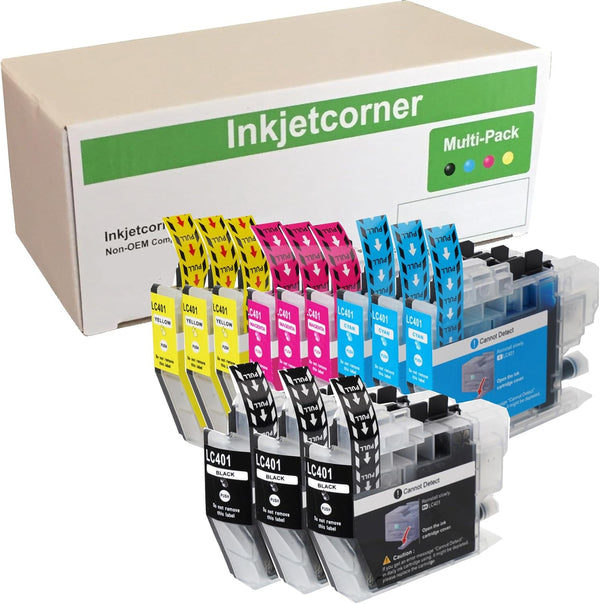 Inkjetcorner Compatible Ink Cartridges Replacement for LC401 LC-401, 12-Pack for MFC-J1010DW MFC-J1170DW MFC-J1012DW (3