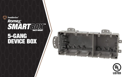 Southwire MSBMMT5G 5 Gang Multi Mount Device Box, Heavy Duty 42lb, Depth Adjustable, Gray