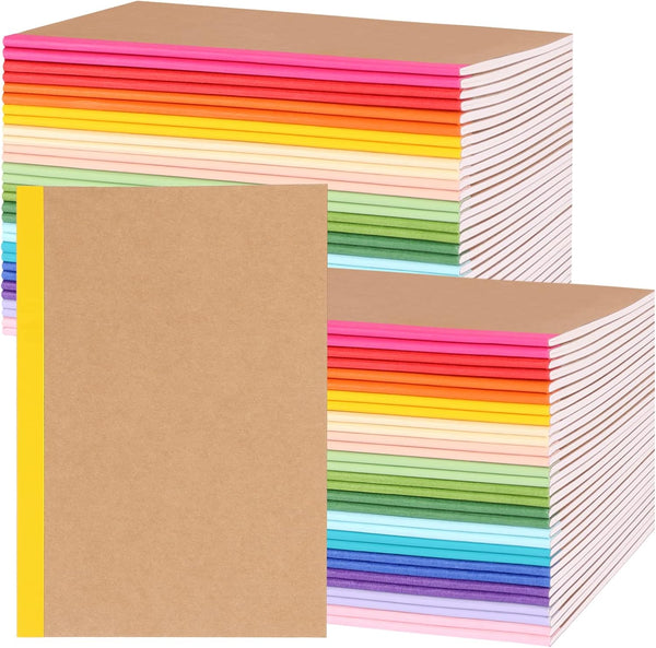 EOOUT 60 Pack A5 Kraft Notebooks, 15 Colors Lined Journal Bulk, 60 Pages for Kids Women Girls
