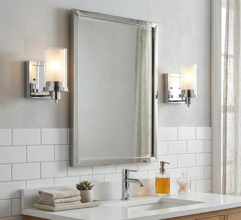 Designers Impressions 1 73465 Juno Polished Chrome Light Wall Sconce/Bathroom Fixture with Clear and Frosted Glass: