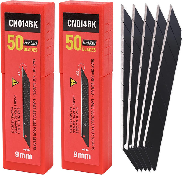 Gomake 9mm Utility Knife Replacement Blades, 30 Degree Snap Off Carbon Steel Blades for Hobby, Craft, Box Cutter, 100PCS