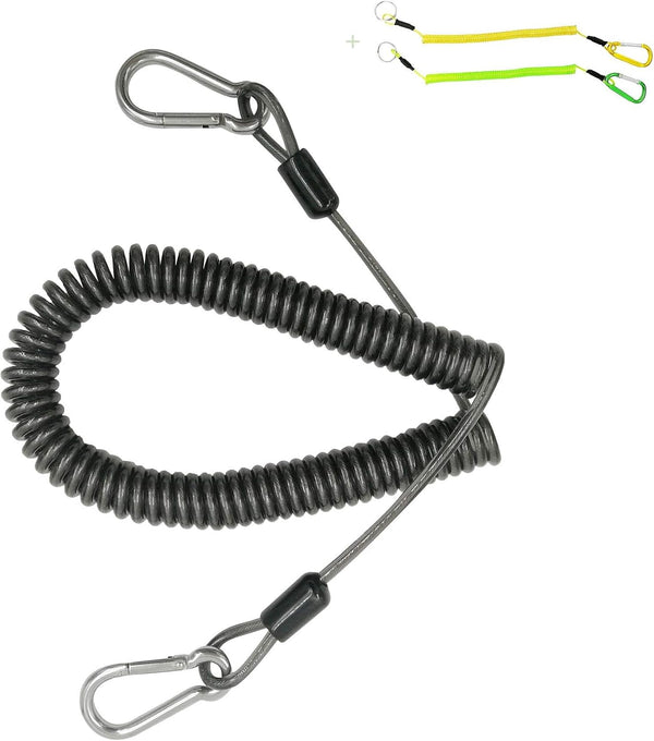 Fishing Rod Lanyard for Trolling, 10ft-150LB Saltwater Rod Reel Safety Tether, Retractable Fishing Tool
