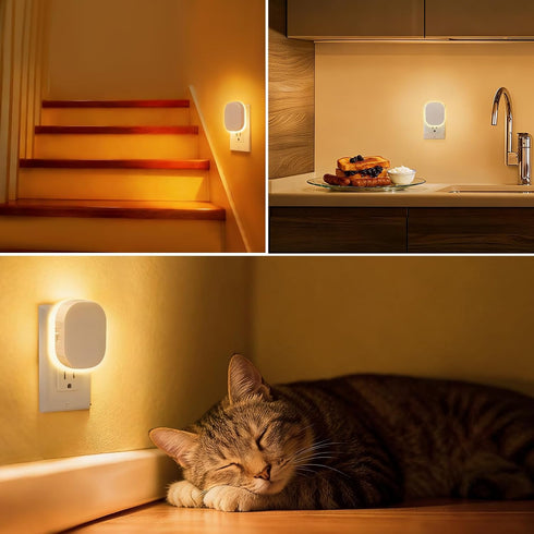Hiwrolat Dimmable (2 Pack) Plug-in Motion Sensor Night Light, Eye-Caring Warm White Nightlight for Baby & Kids'