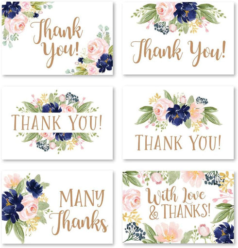 Hadley Designs 24 Floral Thank You Cards with Envelopes, Bulk Housewarming, Wedding, Baby Shower, Graduation