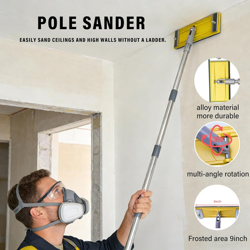 HOAIXUN 48-inch Manual Hand Drywall Sander with Extension Pole (pole sander+paint roller kit)