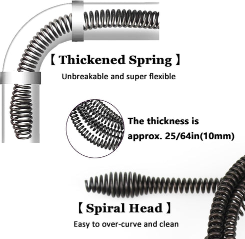 YankMooM Drain Snake Cable with Drill Connector 6.5Ft Flexible Plumbing Auger Replacement Cable for Clog Remover