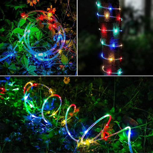 Solar Rope Lights, 39FT IP65 Waterproof Outdoor LED Copper Fairy String Tube Lights for Decoration