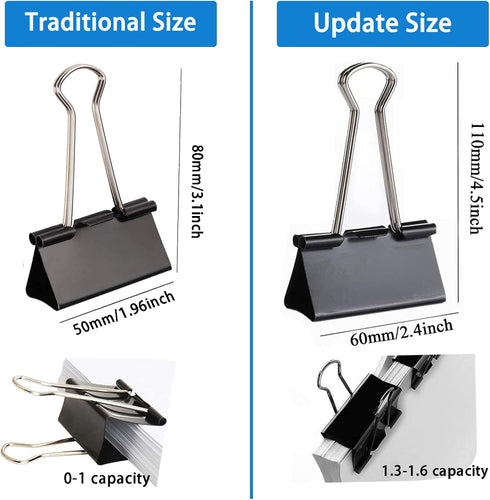Extra Large Binder Clips 2.4 Inch (20 Pack), Upgrade Big Clips Paper Clamps for Office and Home Supplies, Black by Mkyuroa