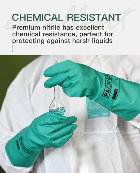 PACIFIC PPE 2 Pairs Nitrile Chemical Resistant Gloves, Flocked, XX-Large, 15 mil, Strong Acid & Alkali Resistant