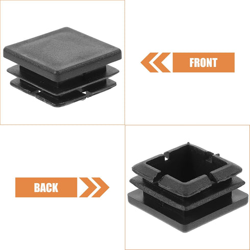 25x25mm 12pcs VOSAREA Square Tube End Caps Plastic Furniture Leg Inserts Tube Button Protectors Black for Table