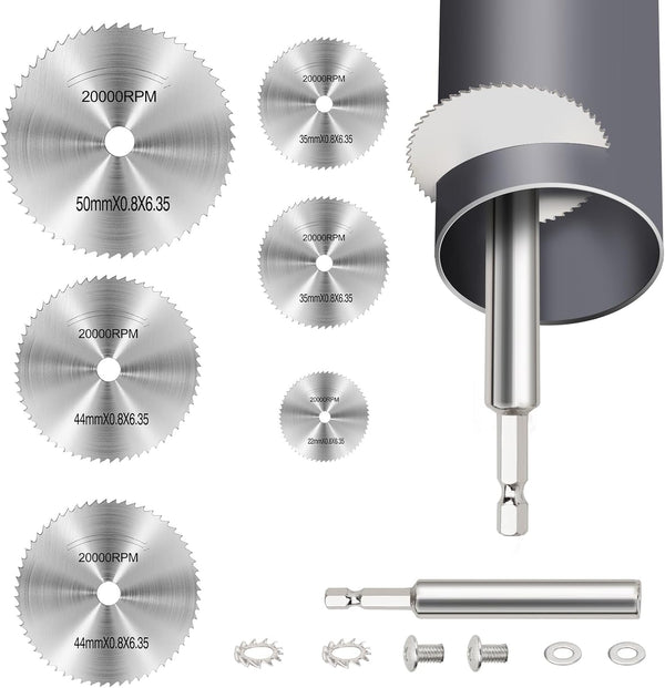 Inside Pipe Cutter for PVC Pipe, Professional Cutter with 6pcs Rotary Drill Saw Blades and 1/4" Hex Shank