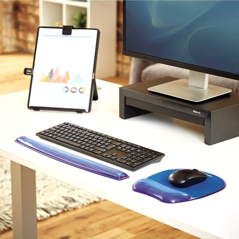 Fellowes (91141) Crystals Gel Mouse Pad Wrist Rest - Blue