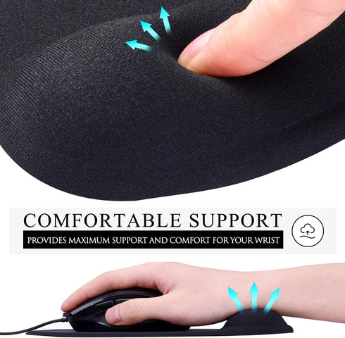 JIKIOU 2 Pack Mouse Pad, Ergonomic Mouse Pads with Comfortable Gel Wrist Rest Support and Smooth Cloth, Non-Slip PU
