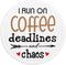 YAZMEEN Funny Text Mouse Pad, Coffee Deadline Chaos, Non-Slip Rubber Base, Cute Round Mat for Office