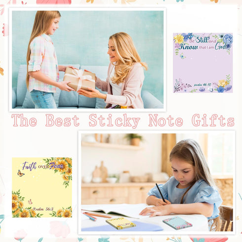 Bible Sticky Notes Gifts, 9 Pack Inspirational Sticky Notes, 3x3" Religious Quotes for Christian Women