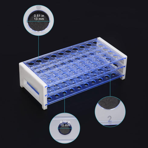 stonylab 3-Tier Detachable Blue Plastic Test Tube Rack, Tube Holder Stand for Laboratory Scientific Experiments