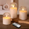 Clear Glass Flameless Candles with Remote, Flickering LED Pillar Candles Battery Powered